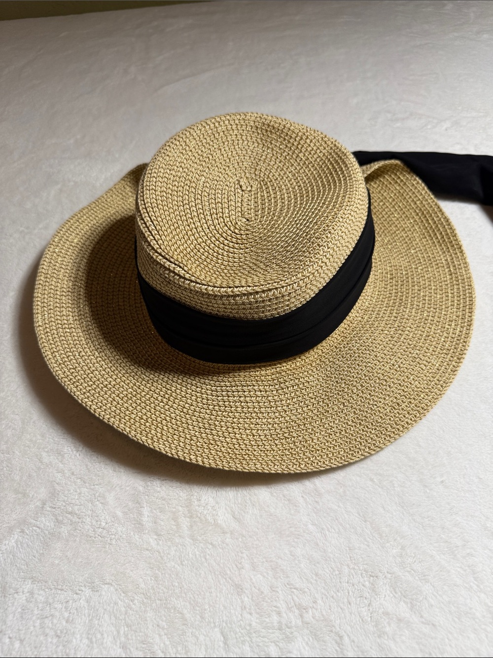 Chapel Hats Woven Straw Sun Hat with Black Band - Women's Summer Hat